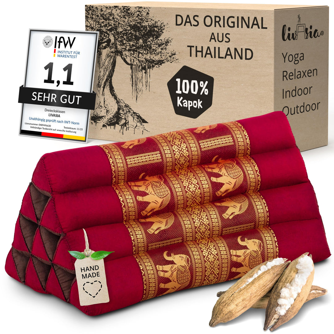 Rückenstützkissen Dreieck Thaiseide Kapok-Füllung 32x55x30cm