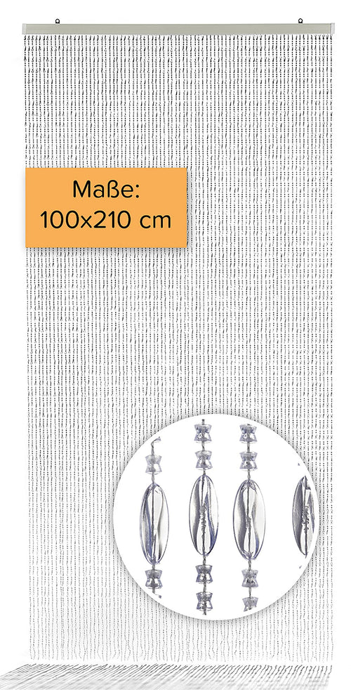 Perlenvorhang transparent Raumtrenner Fliegenschutz 100x210 cm