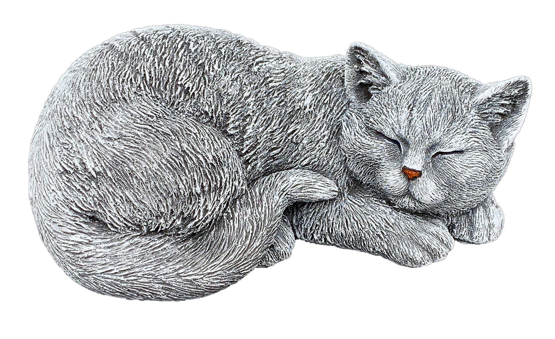 Gartenfigur Katze schlafend Steinguss frostfest 25 cm Gartendeko