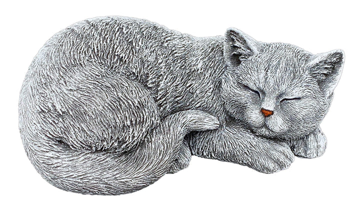 Gartenfigur Katze schlafend Steinguss frostfest 25 cm Gartendeko
