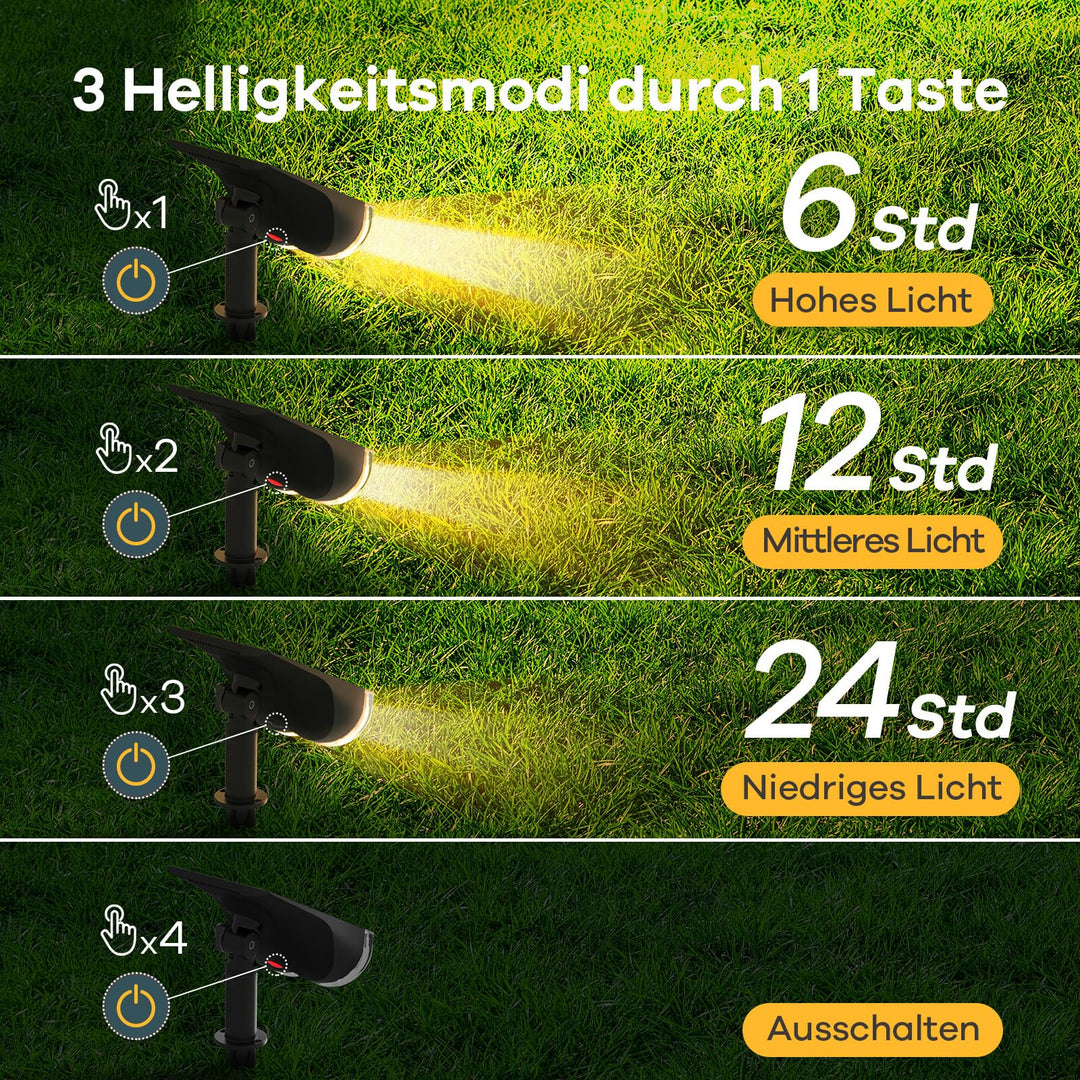 Solar Gartenleuchte 800lm Warmweiss 22 LEDs IP65 4er Set - Bild 4