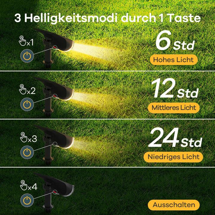 Solar Gartenleuchte 800lm Warmweiss 22 LEDs IP65 4er Set - Bild 4