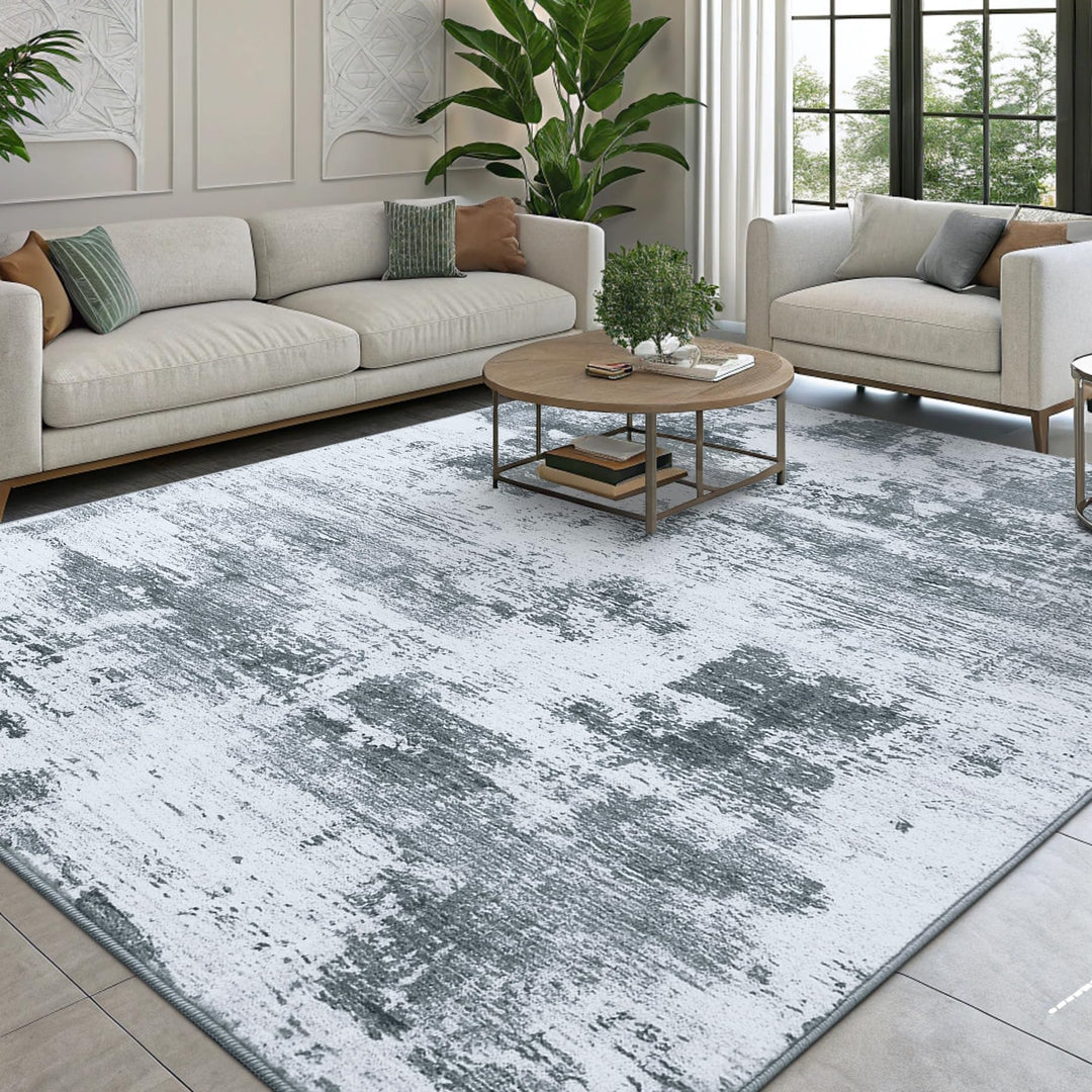 Teppich Wohnzimmer Abstraktes Muster Kunstfell 160x220 cm Grau