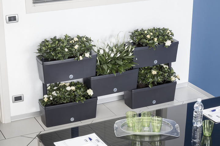 Pflanzgefäss-Set modular mit Selbstbewässerung 5-teilig grau - Bild 5