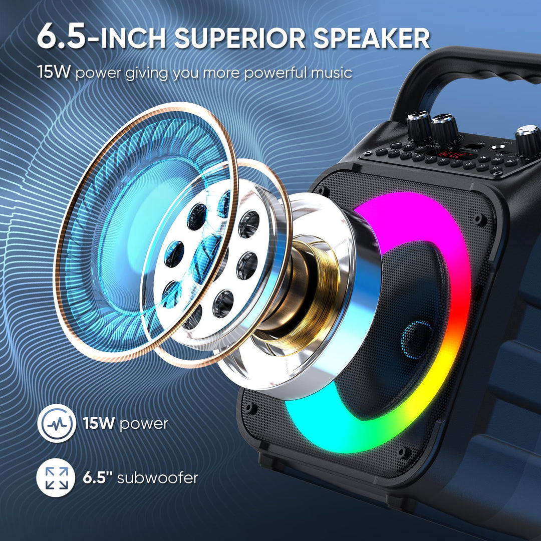 Karaoke-Maschine mit 2 Mikrofonen Bluetooth 5.0 LED Party-Lautsprecher - Bild 3
