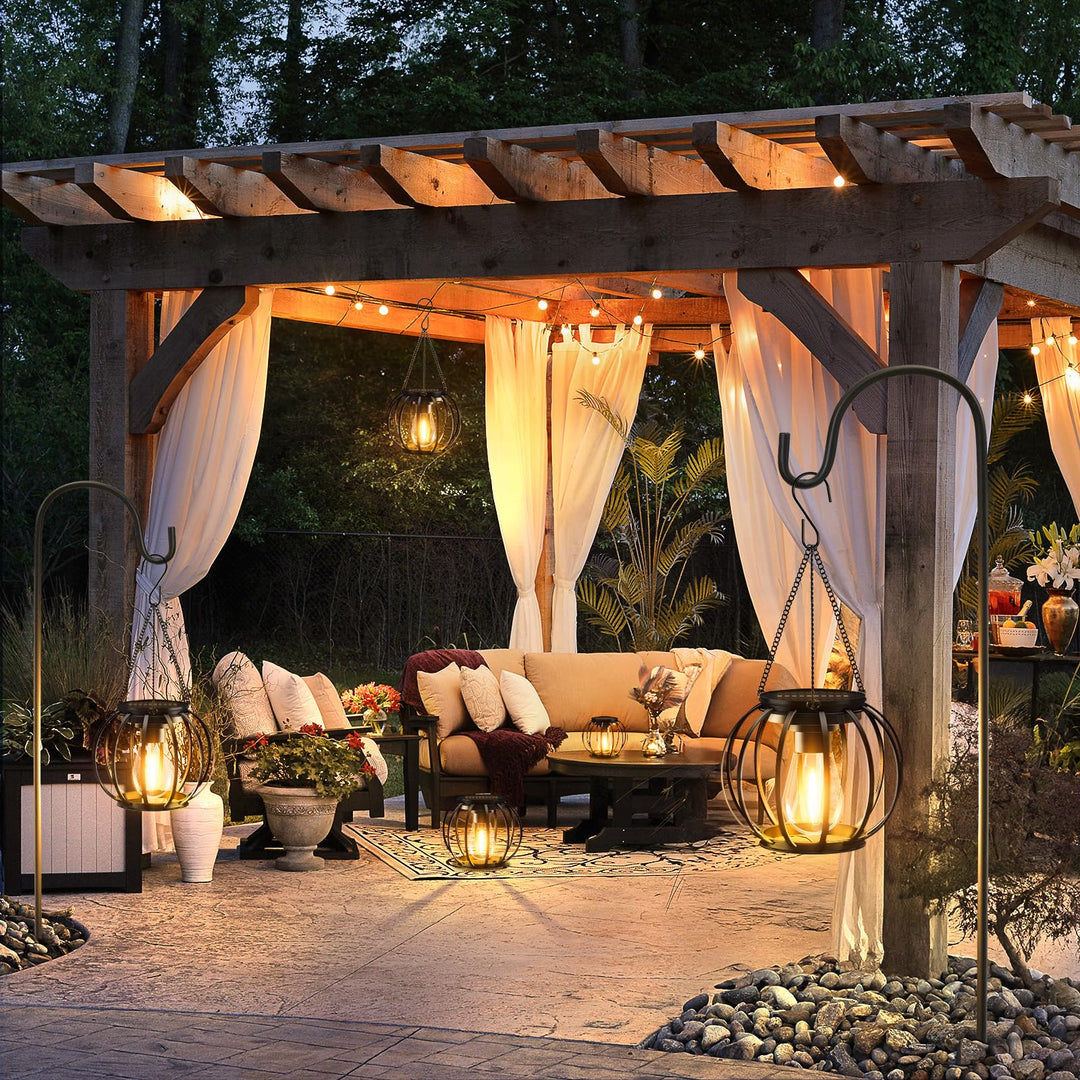 Solar Hängeleuchte Metall Schwarz 4er-Set IP65 für Garten - Bild 7