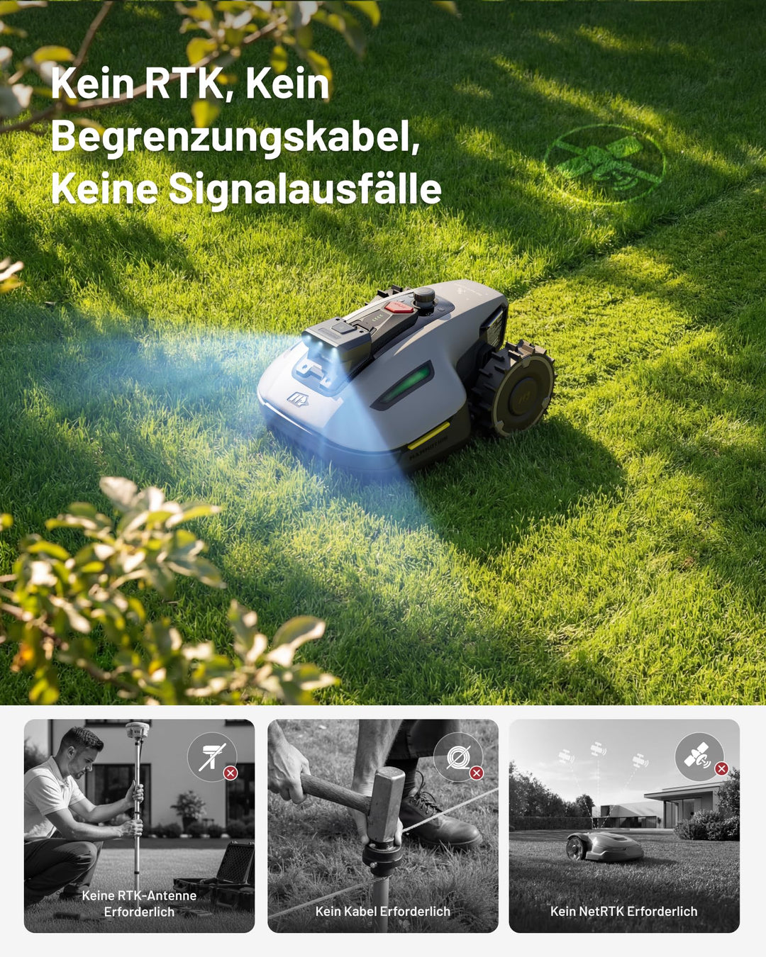Mähroboter ohne Begrenzungskabel 3-Kamera KI bis 500 m² - Bild 3