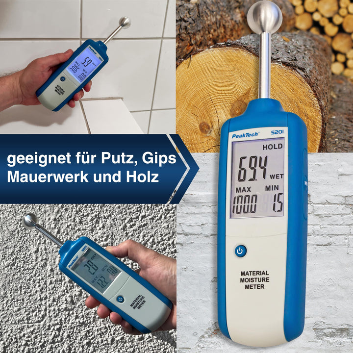 Baufeuchtemessgerät zerstörungsfrei 0–100% Holz &amp; Mauerwerk - Bild 4