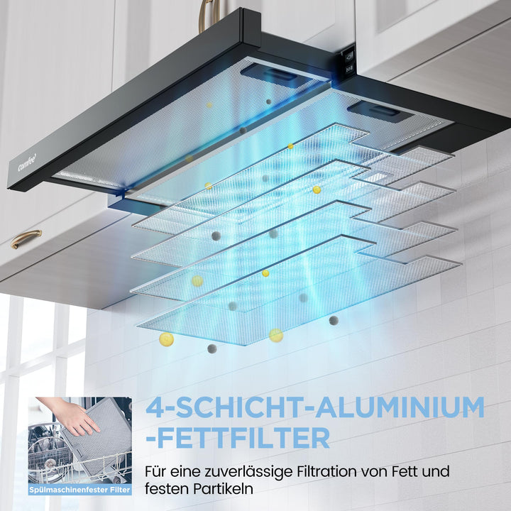 Flachschirmhaube 60 cm ausziehbar Energieklasse A+ Schwarz - Bild 5