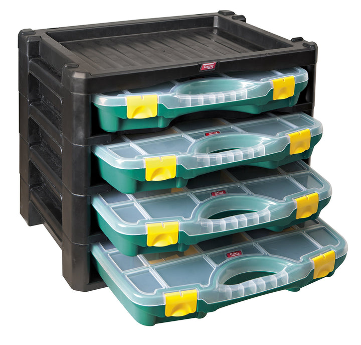 Stapelbare Multibox mit 4 Kleinteileboxen Polypropylen 447x314x360mm - Bild 2