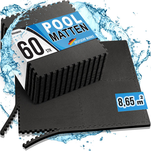 Pool Unterlage Puzzlematte EVA 60-teilig 8,71 m² mit Kescher