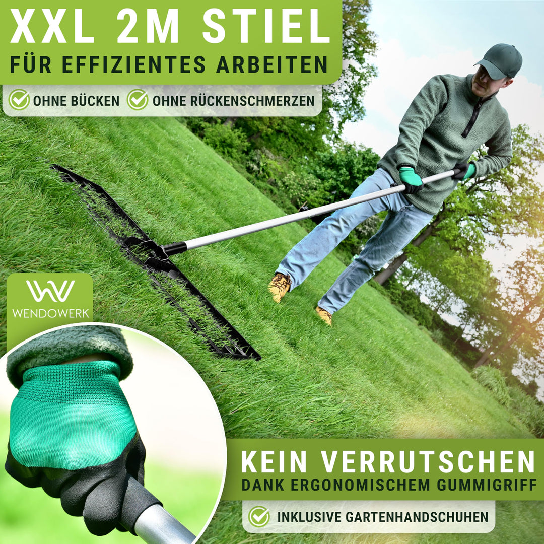 Rasennivellierechen 80x30cm Metall mit 2m Stiel inkl. Handschuhe - Bild 4