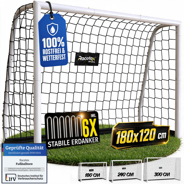 Fussballtor Kinder 180x120 cm Stahl mit Netz für Garten