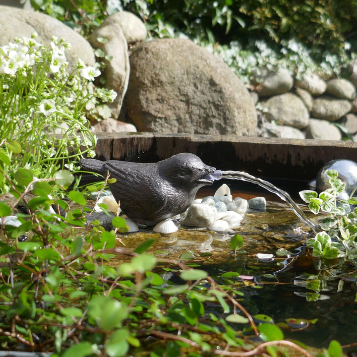 Wasserspeier Spatz Gusseisen mit Pumpe für Miniteich und Teich - Bild 8