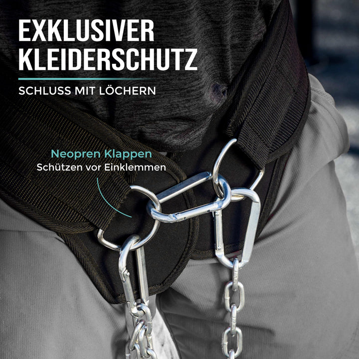 Dip Gürtel Nylon mit Stahlkette 100 cm für Kraftsport Calisthenics - Bild 6