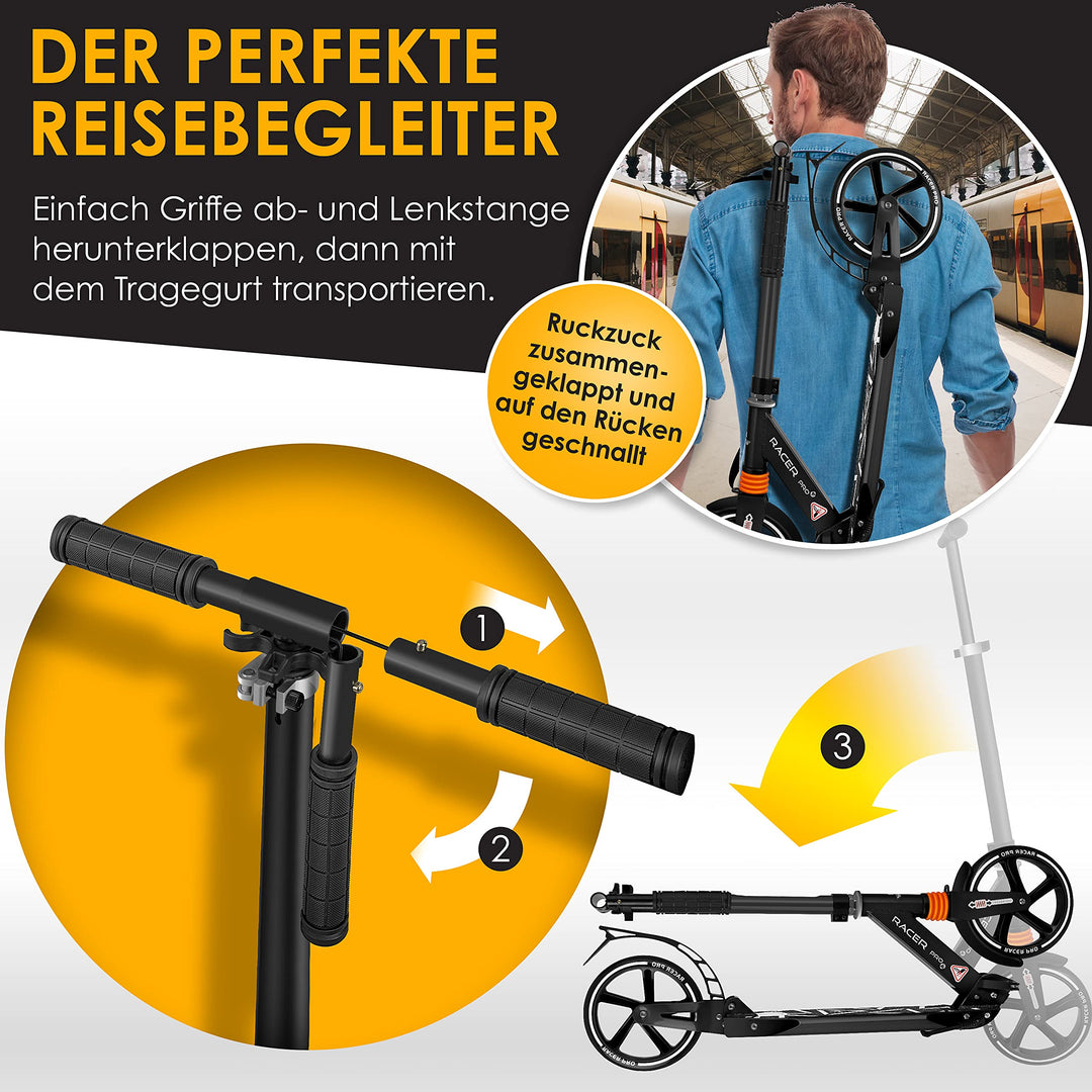 Cityroller Erwachsene Aluminium 205mm PU-Räder klappbar bis 100kg - Bild 6