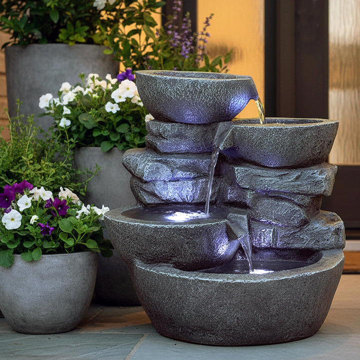Zimmerbrunnen mit LED Beleuchtung Steinoptik Innen &amp; Aussen 48 cm - Bild 7
