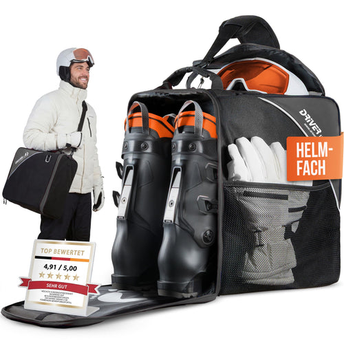 Skistiefeltasche mit Helmfach für Skischuhe und Snowboardboots schwarz