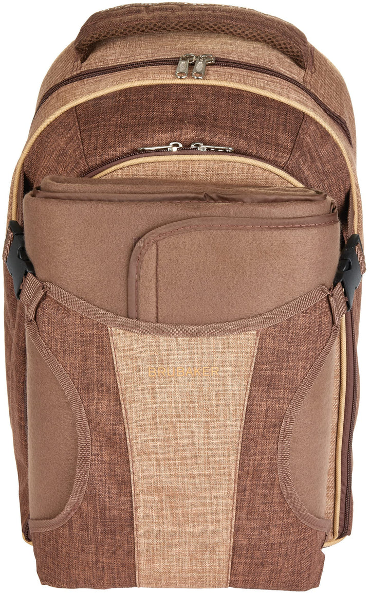 Picknickrucksack 4 Personen mit Kühlfach und Picknickdecke Braun - Bild 7