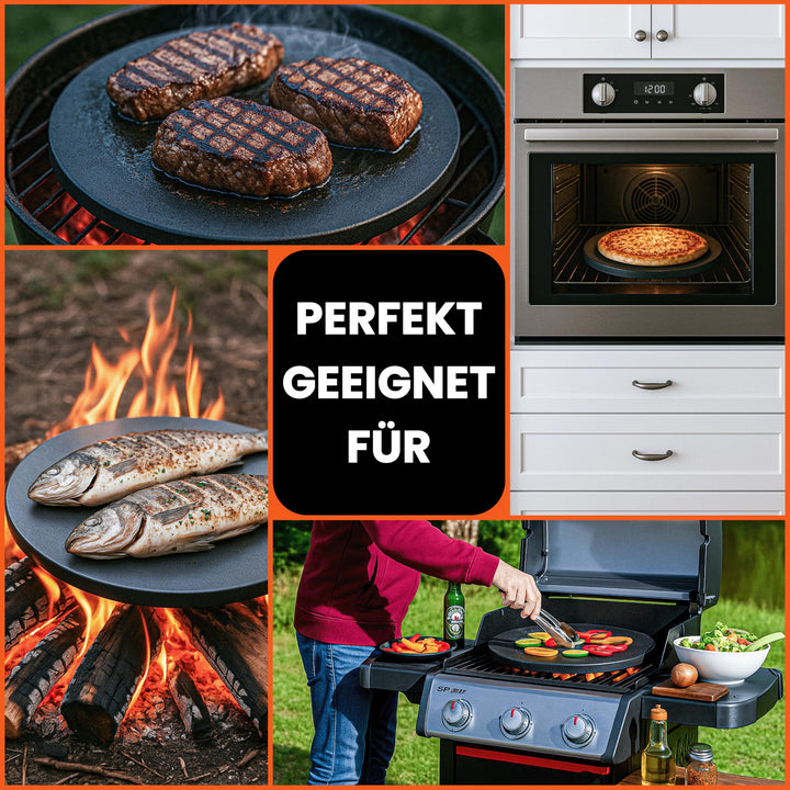 Pizzastein Cordierit glasiert 410x12mm für Grill &amp; Backofen - Bild 6