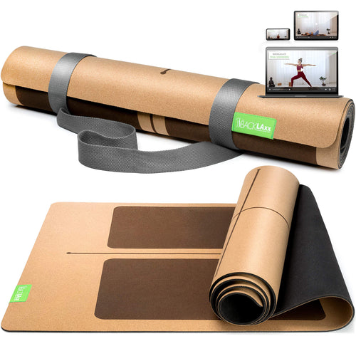 Yogamatte Kork & Naturkautschuk rutschfest 4 mm für Yoga