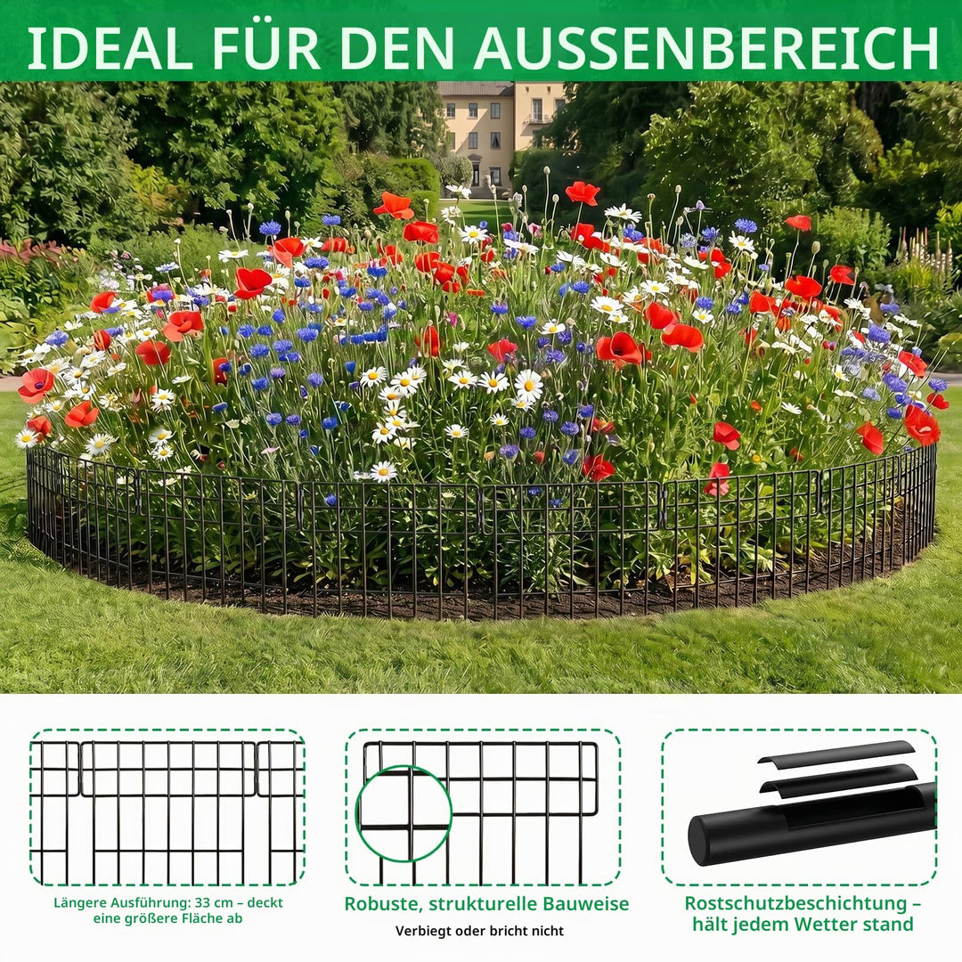 Metall-Gartenzaun Schwarz 25 Paneele 8,2 m Tierbarriere - Bild 3