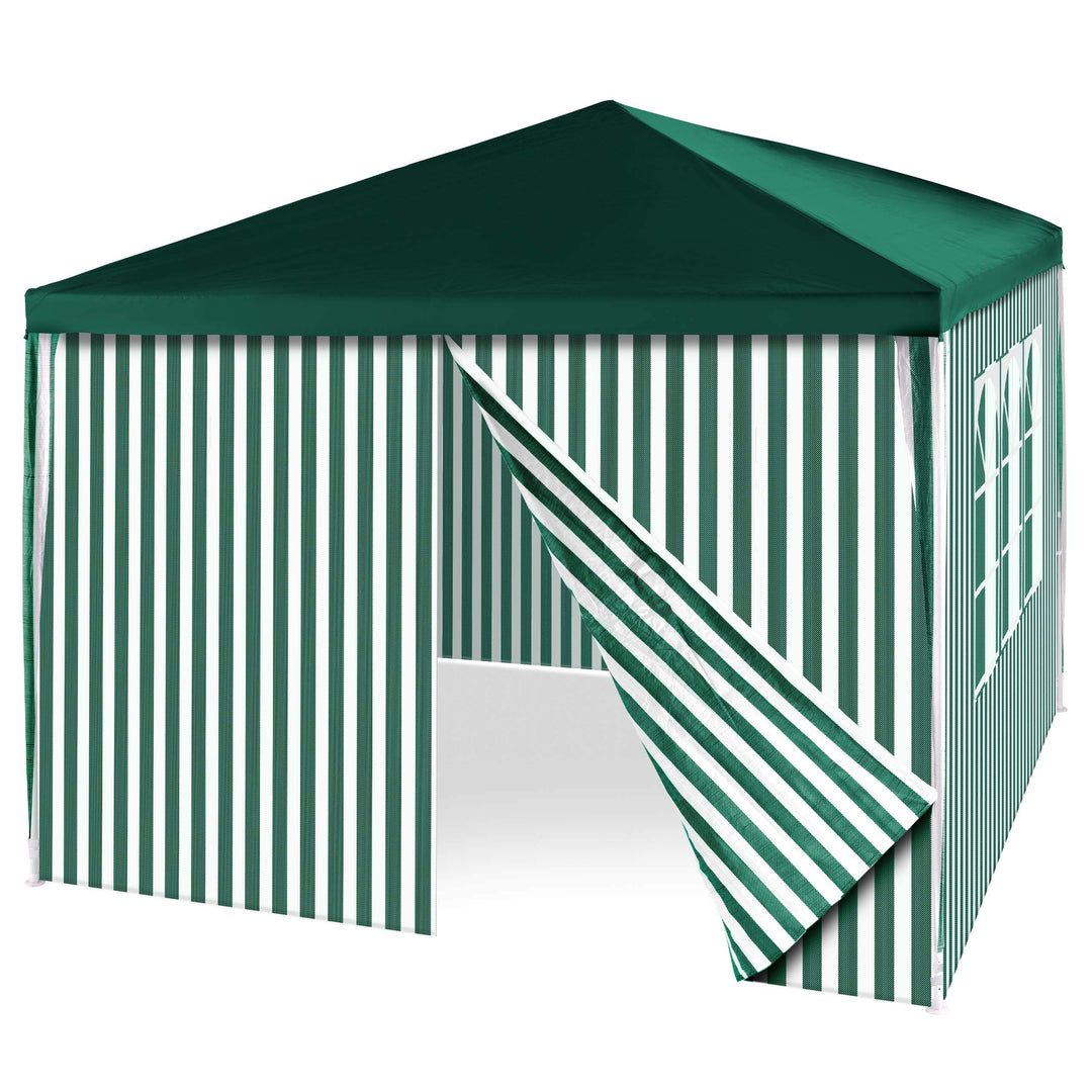 Pavillon 3x3 m Stahl grün-weiss gestreift mit 4 Seitenteilen - Bild 4