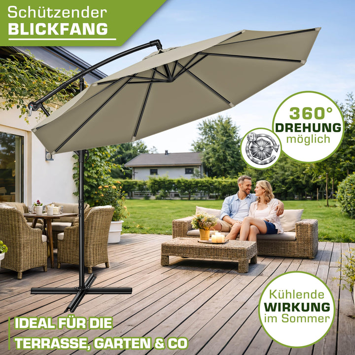 Ampelschirm Ø 350 cm Aluminium UV50+ mit Kurbel und Abdeckung - Bild 6