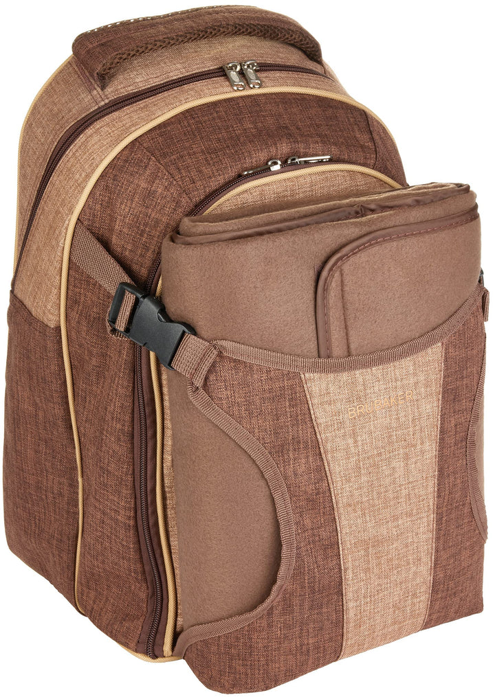 Picknickrucksack 4 Personen mit Kühlfach und Picknickdecke Braun - Bild 3