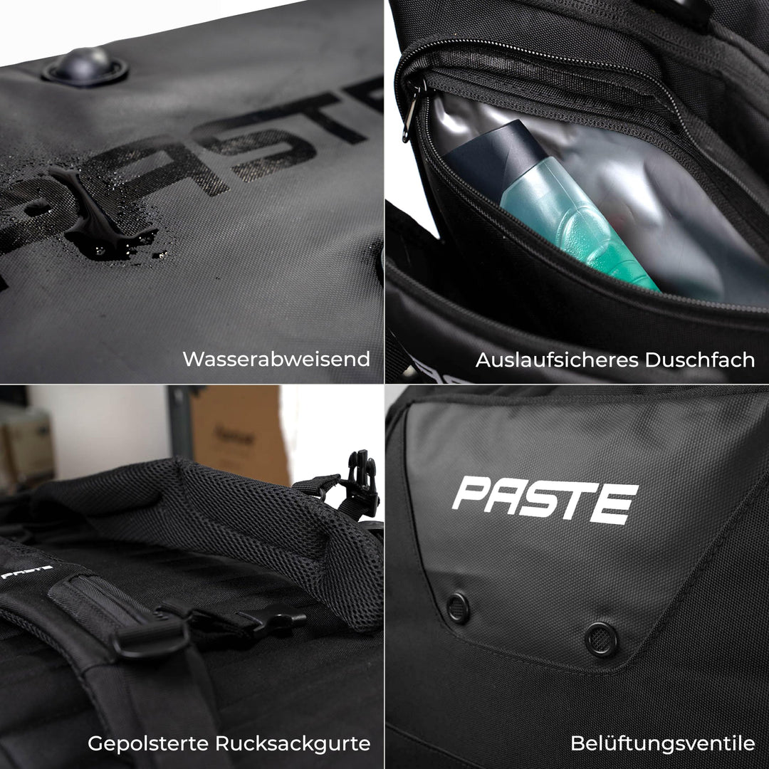 Sporttasche 68L mit Rucksackfunktion, Kühl- &amp; Schuhfach Schwarz - Bild 7