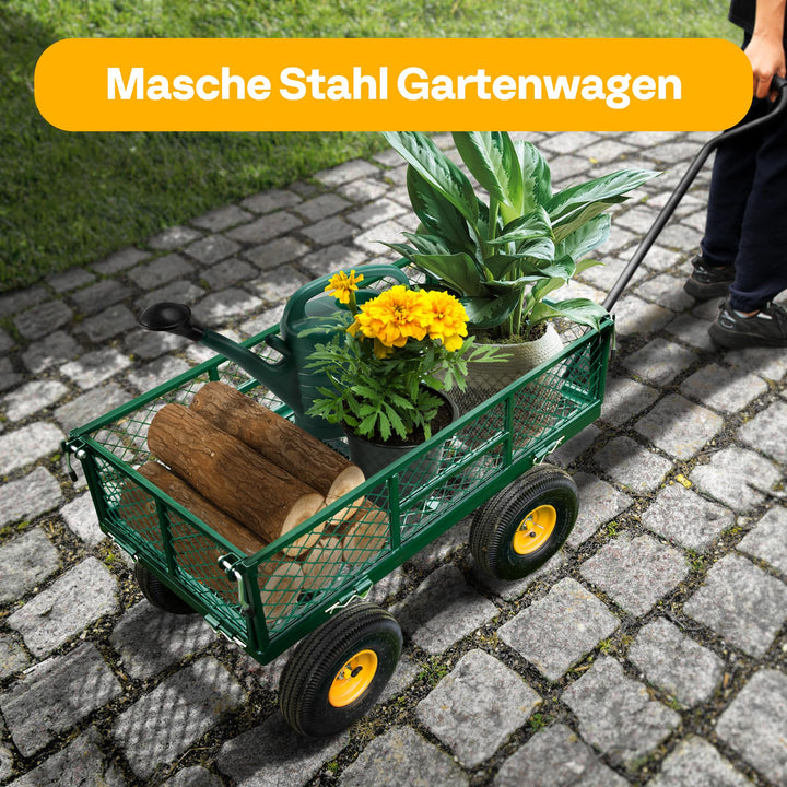 Gartenwagen Bollerwagen 400 kg Stahl abnehmbare Seitenwände - Bild 2