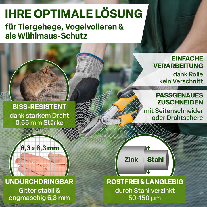 Drahtgitter feinmaschig verzinkt 1x10m Wühlmaus- &amp; Tierschutz - Bild 3