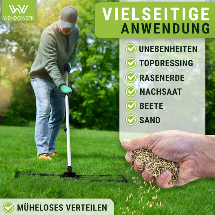 Rasennivellierechen 80x30cm Metall mit 2m Stiel inkl. Handschuhe - Bild 2