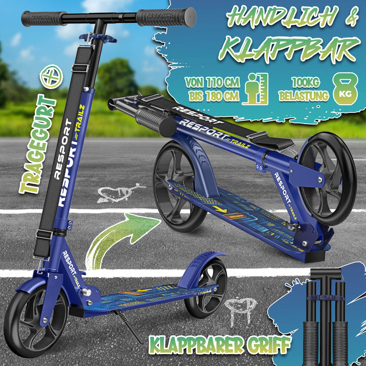 Cityroller faltbar 200mm PU-Rollen ABEC-7 bis 100kg mit Klingel - Bild 2