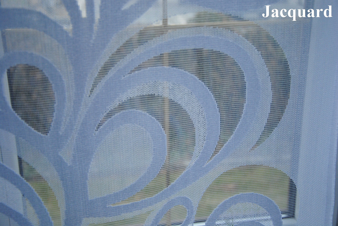 Fertiggardine 3-teilig Jacquard &amp; Voile Weiss für Stangen 150–220 cm - Bild 7