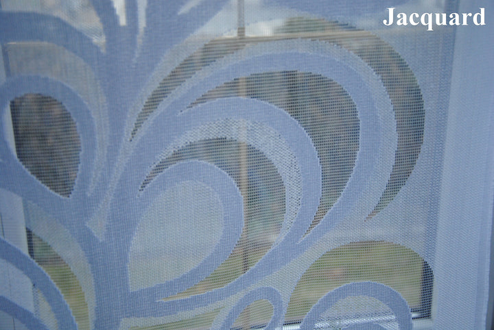Fertiggardine 3-teilig Jacquard &amp; Voile Weiss für Stangen 150–220 cm - Bild 7