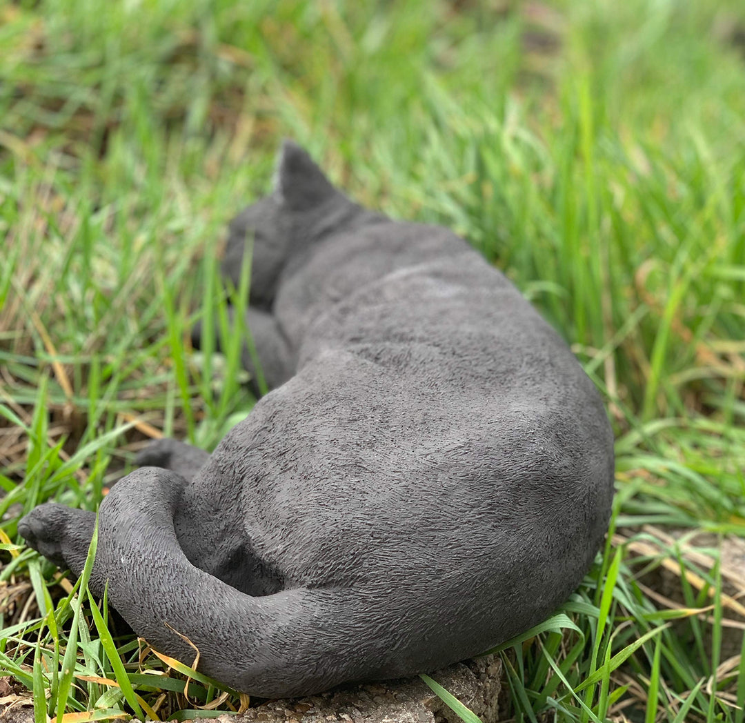 Katzenfigur schlafend Steinguss schwarz frostfest 38 cm Gartendeko - Bild 4