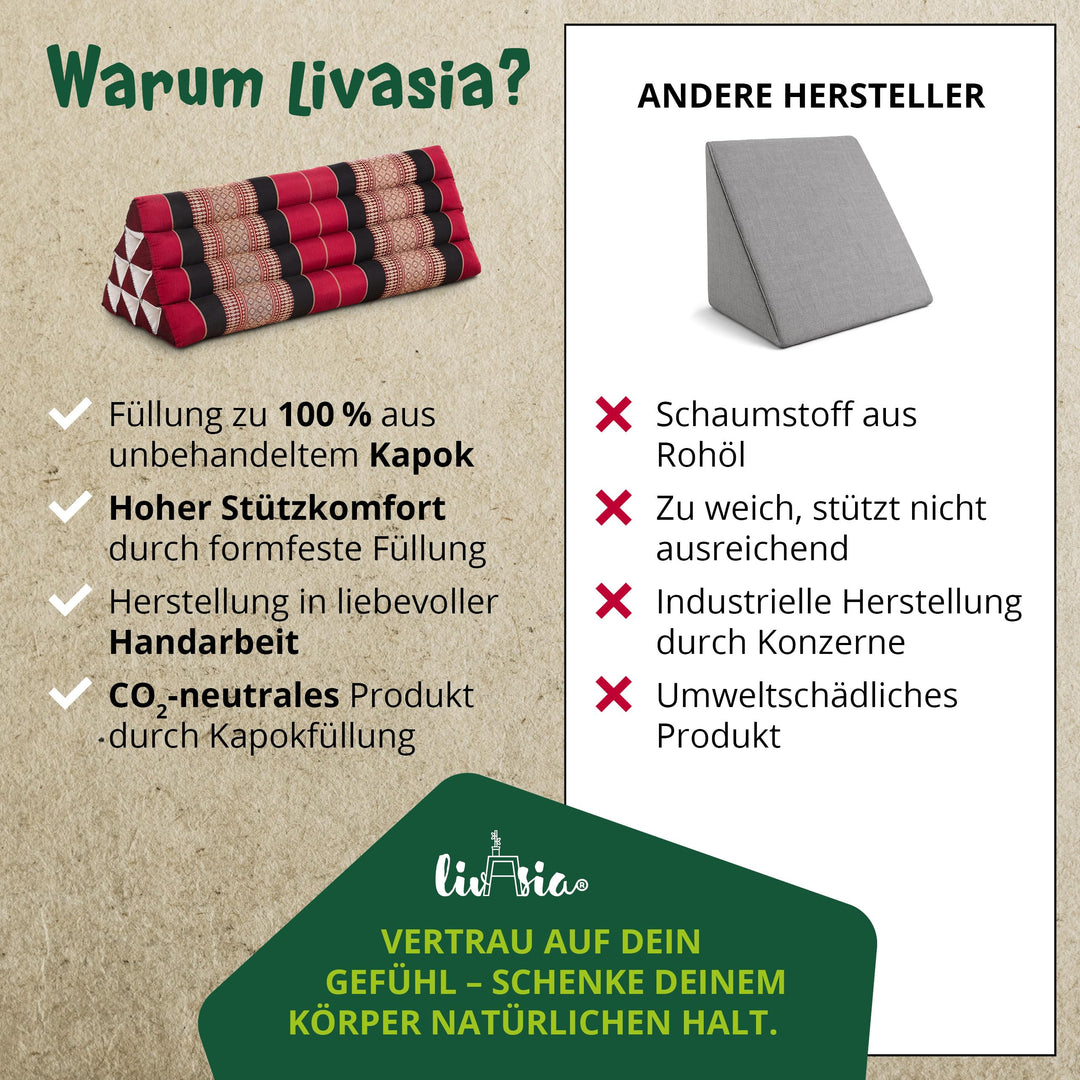 Rückenstützkissen Dreieck breit 80x33x30cm Kapok für Paare - Bild 6