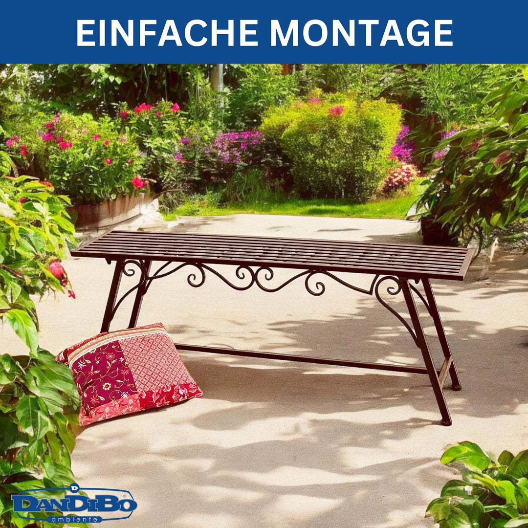 Gartenbank Metall Antik-Design ohne Rückenlehne 120 cm Vintage - Bild 5