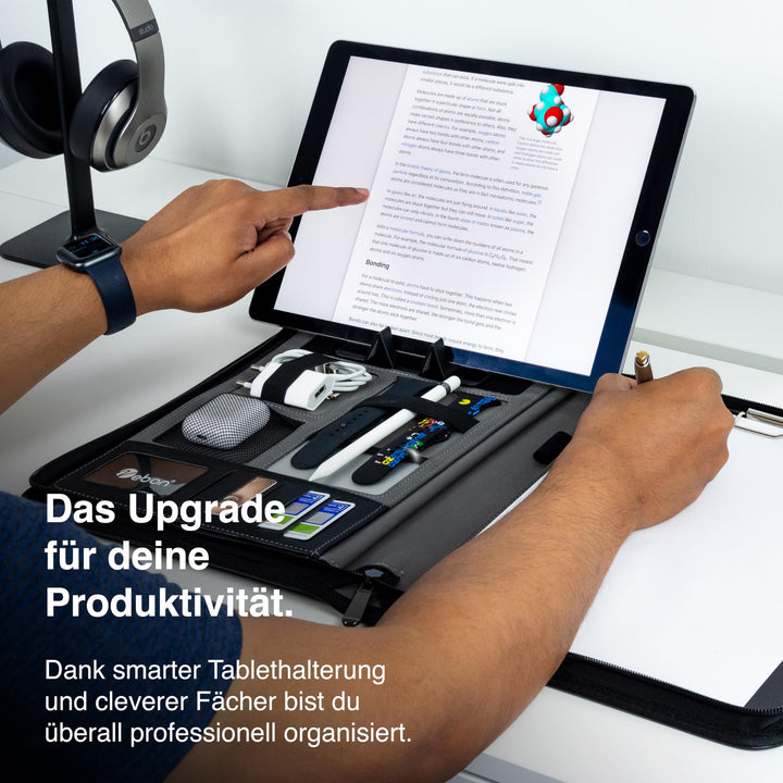 Schreibmappe A4 Kunstleder mit Laptopfach 13 Zoll und Reissverschluss - Bild 5