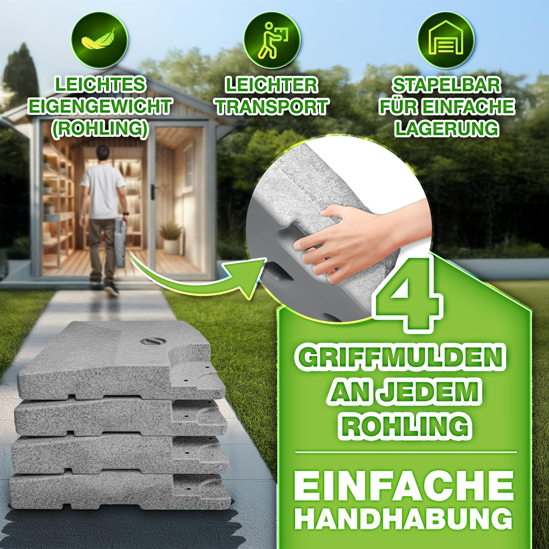 Sonnenschirmständer 4-teilig Granit-Grau 90L/120kg für Ampelschirme - Bild 2