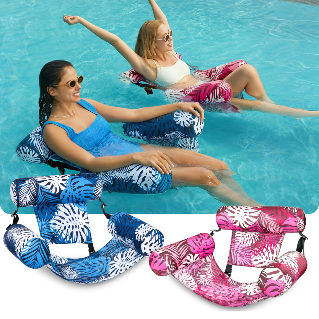 Aufblasbarer Pool-Schwimmsessel 2er-Set 76x41x61 cm Blau/Rosa - Bild 2
