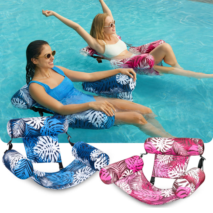 Aufblasbarer Pool-Schwimmsessel 2er-Set 76x41x61 cm Blau/Rosa - Bild 2