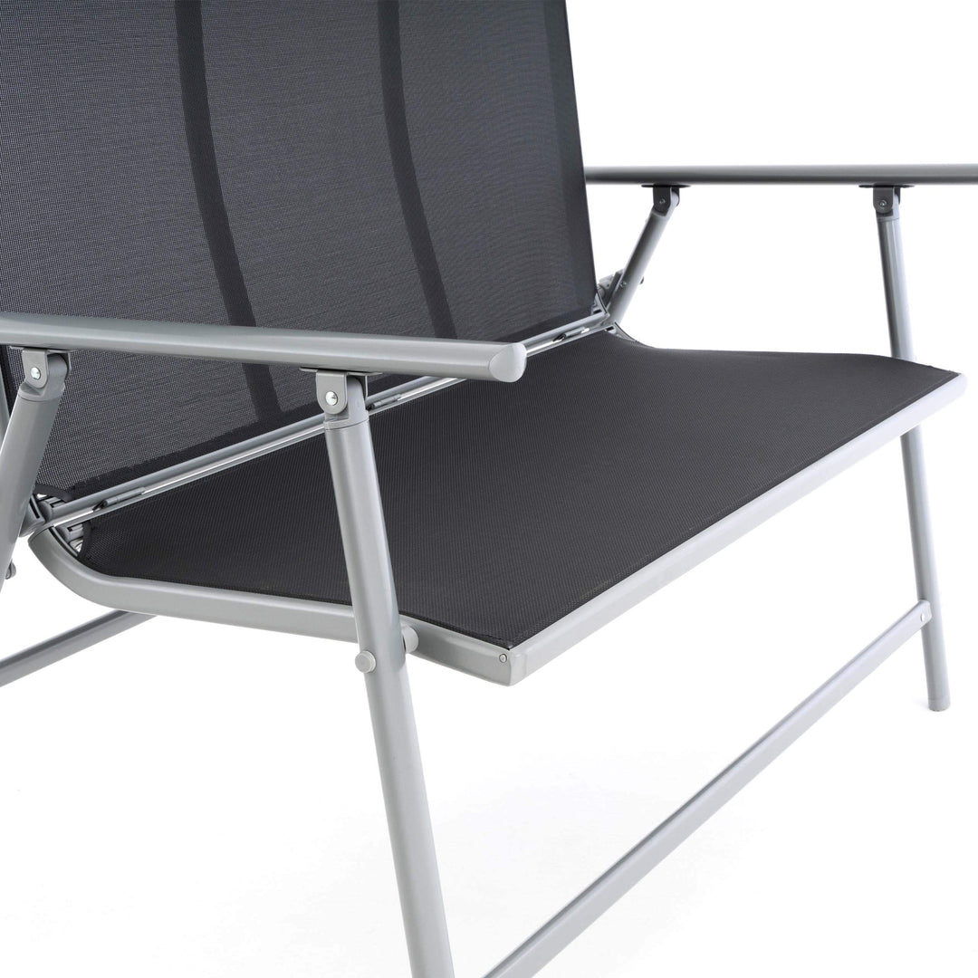 Gartenbank 2-Sitzer Aluminium Textilene Hellgrau 119x66x96 cm - Bild 4
