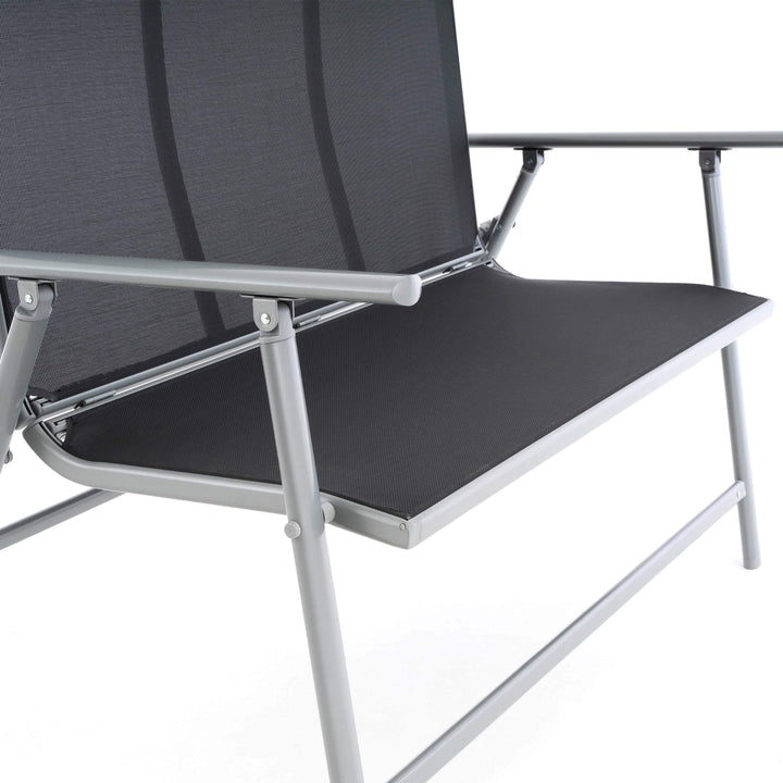 Gartenbank 2-Sitzer Aluminium Textilene Hellgrau 119x66x96 cm - Bild 4