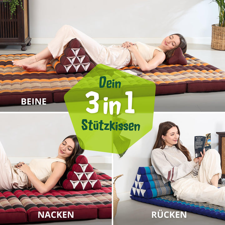 Dreieckskissen Kapok breit 80cm für Paare Outdoor Meditation - Bild 3