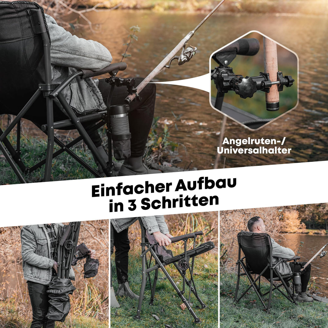 Campingstuhl faltbar bis 160 kg mit Lendenpolster und Kopfstütze - Bild 4