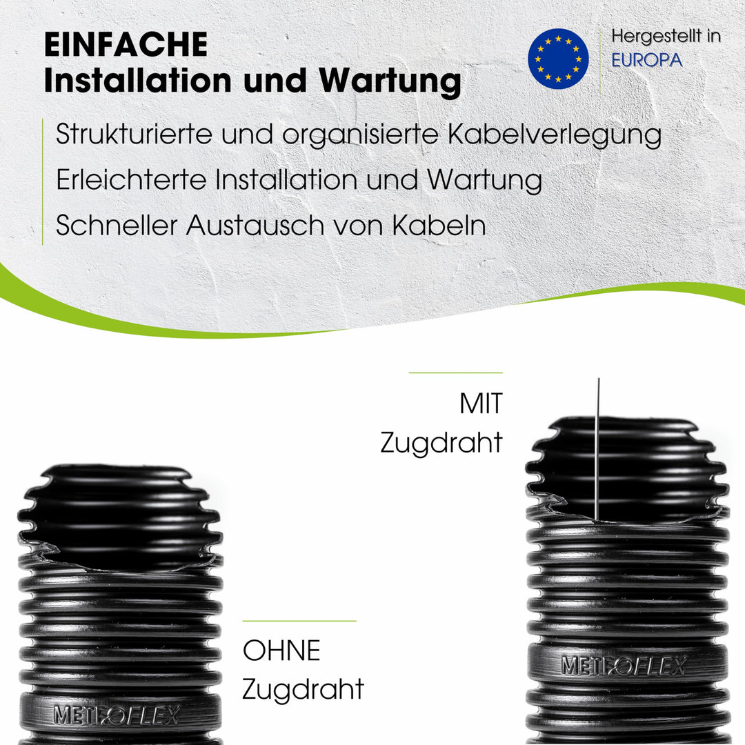 Leerrohr HDPE M25 mit Zugdraht Erdverlegung 25m schwarz - Bild 4