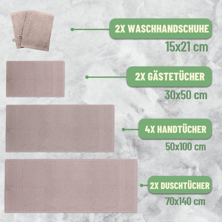 Handtuch-Set 10-teilig 100% Baumwolle Sand/Beige Badezimmer - Bild 2