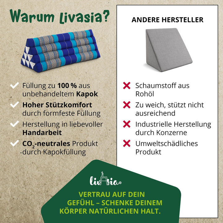 Dreieckskissen Kapok breit 80cm für Paare Outdoor Meditation - Bild 6